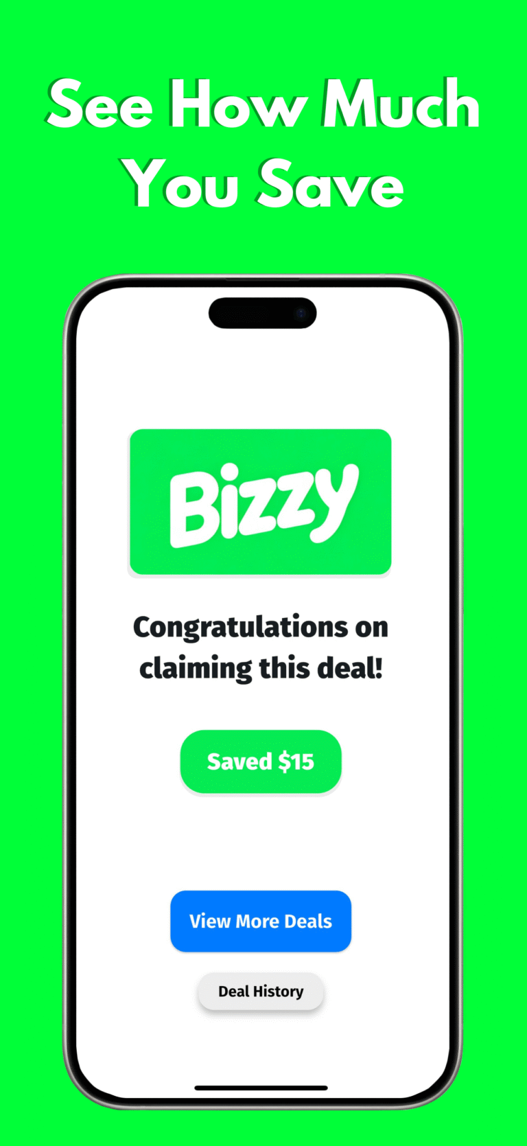Claiming a discount on the Bizzy App